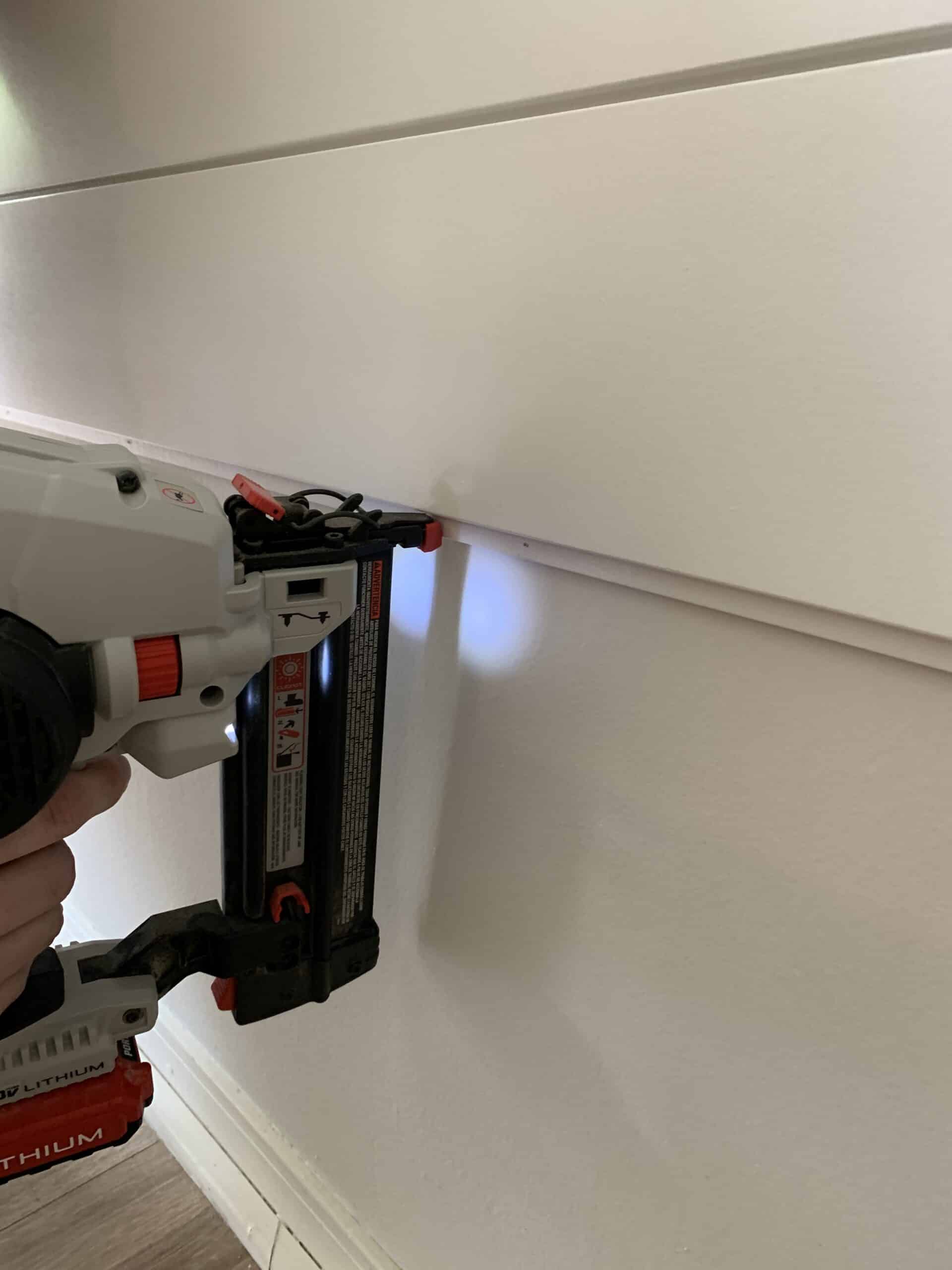 how to install shiplap with a nail gun