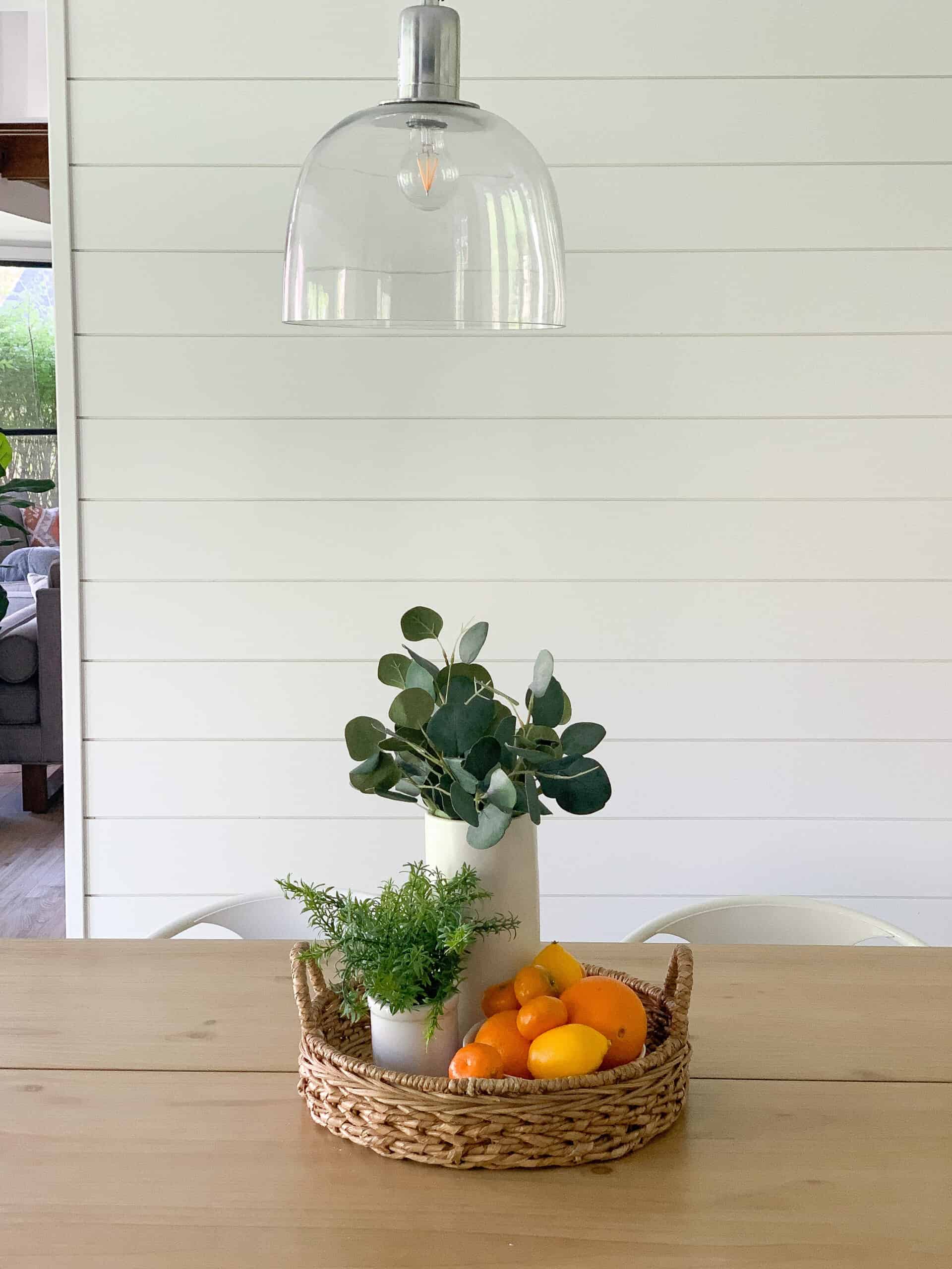 DIY shiplap wall in kitchen