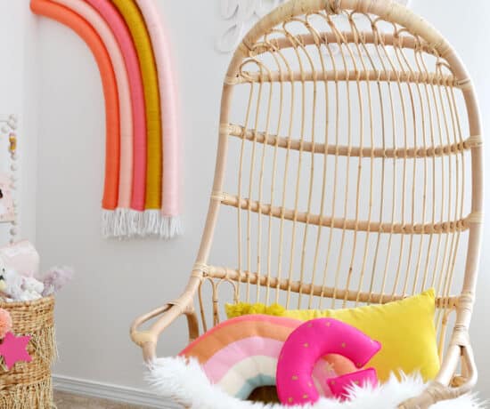 serena and Lilly hanging chair by rainbow
