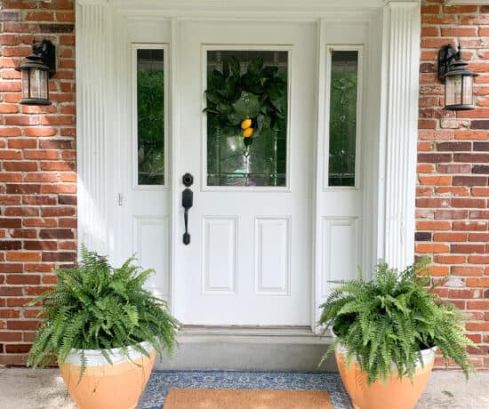 DIY terracotta pots on porch