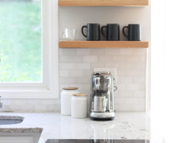 floating shelves in kitchen