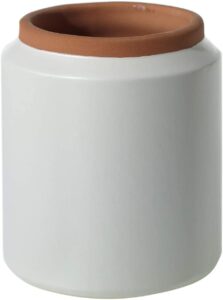 white and terra-cotta pot