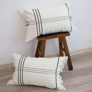 black and white check pillows