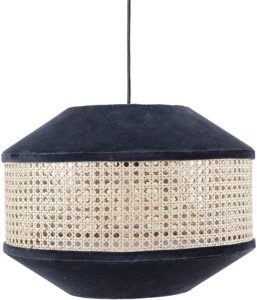 Velvet and cane pendant light