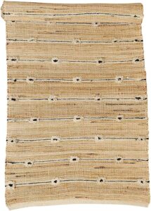 jute rug with black and white tassels