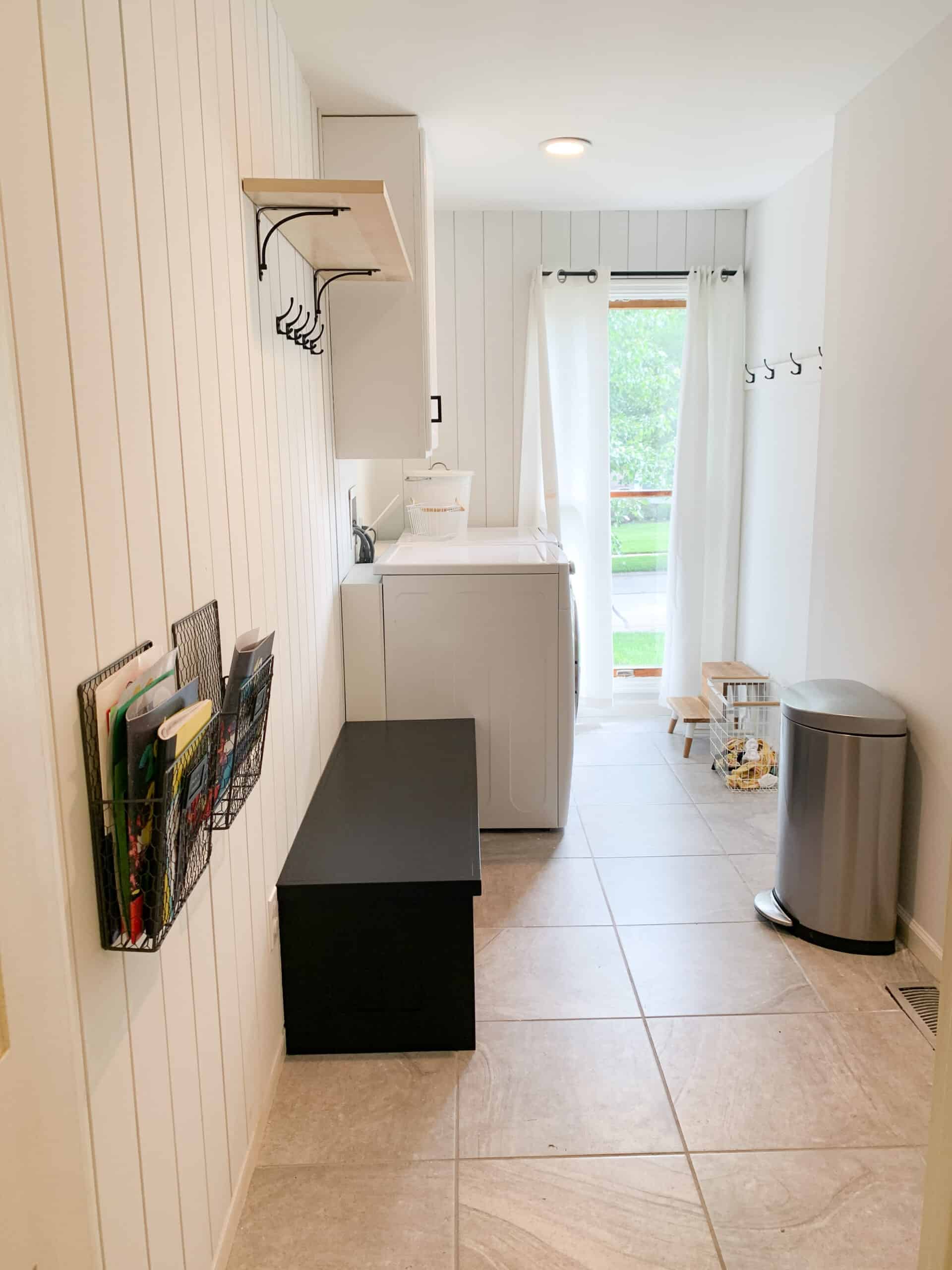 vertical shiplap laundry room