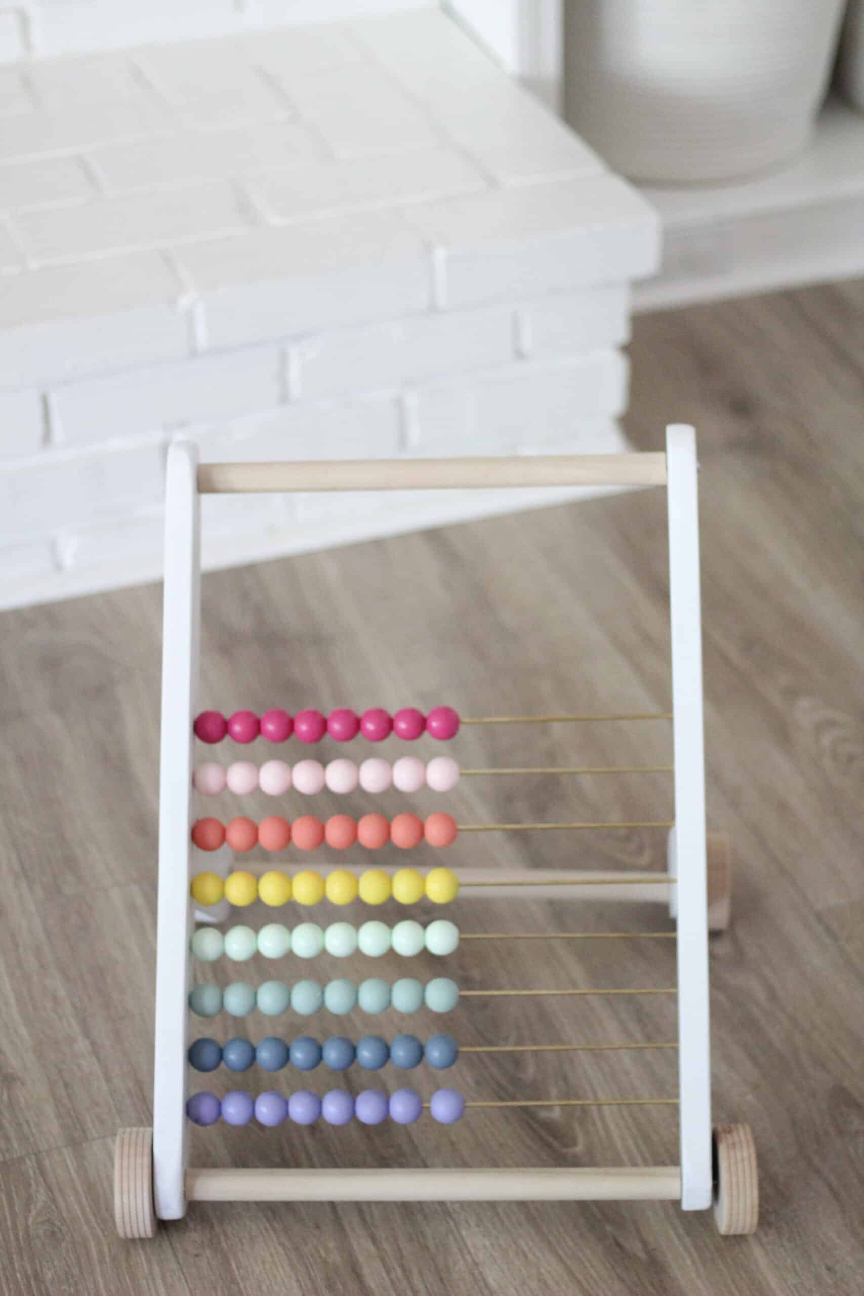 wood bead rainbow abacus push toy