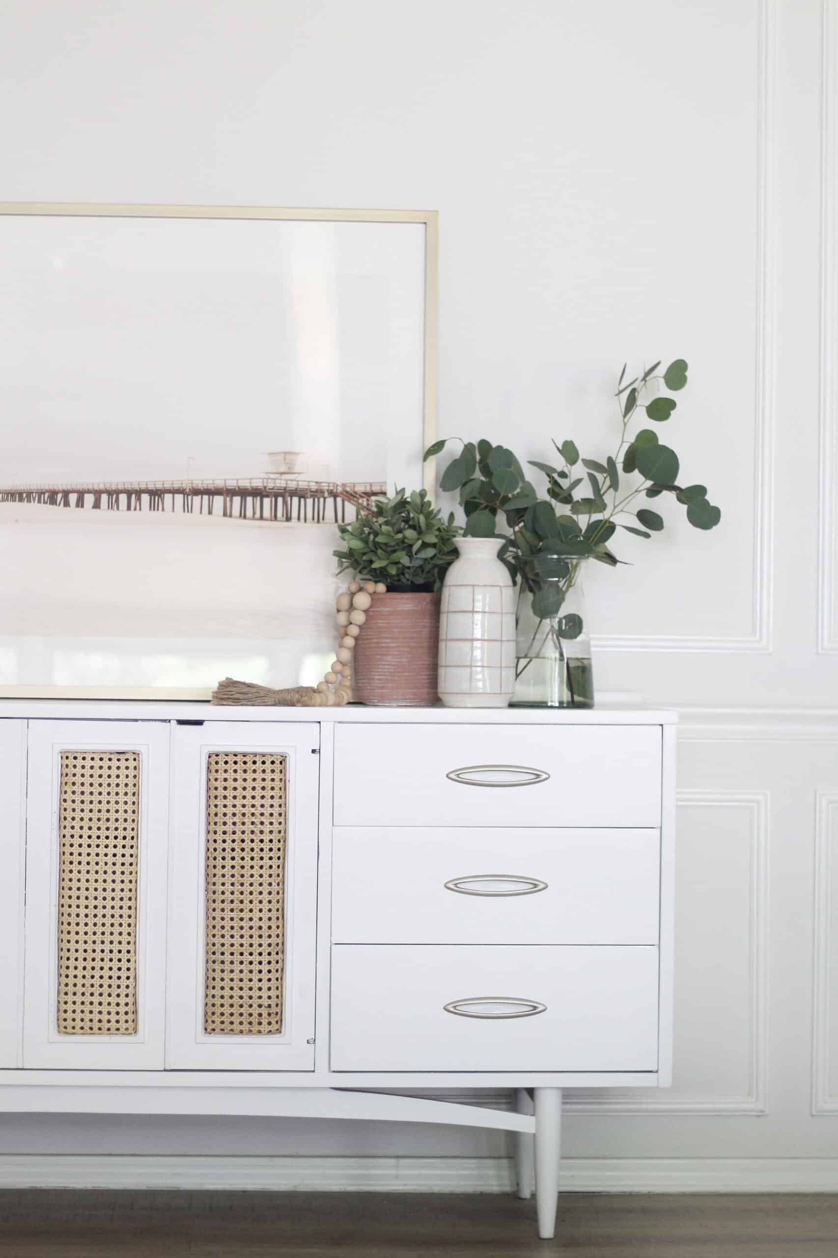 DIY cane webbing dresser hack