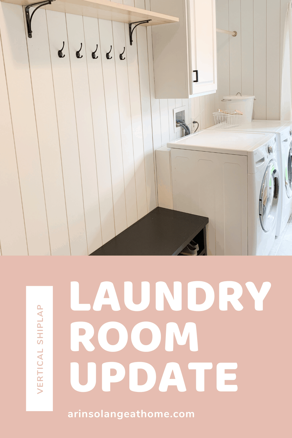 laundry room update with vertical shiplap
