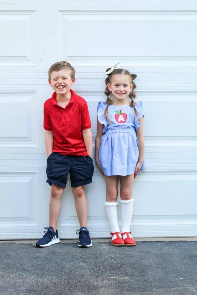 boy and girl first day of school 