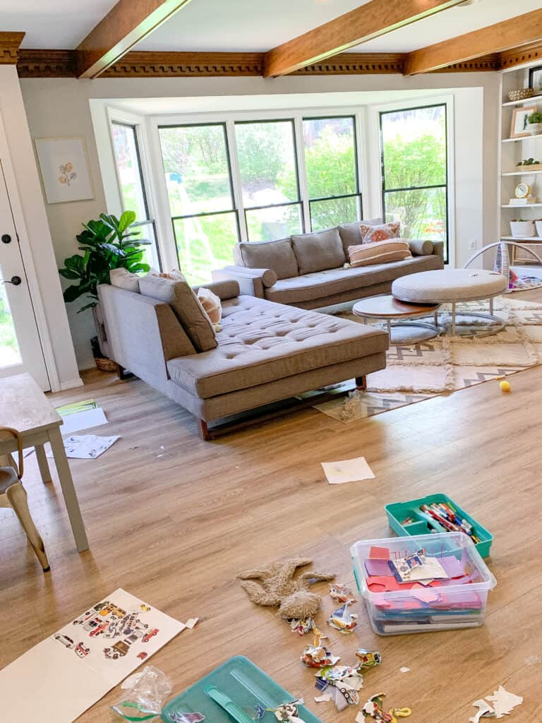 messy living room for kids