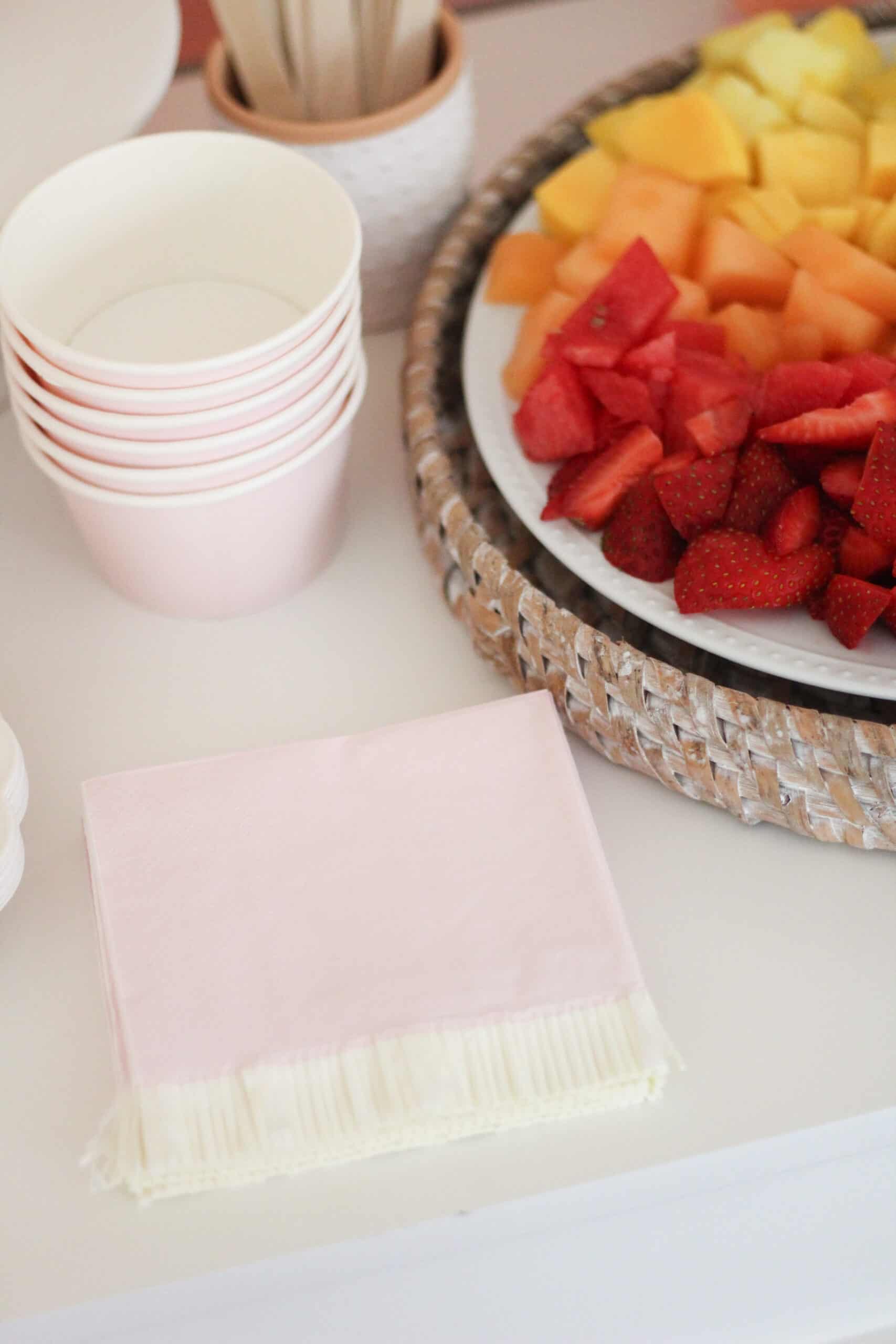 pink fringe paper napkins 