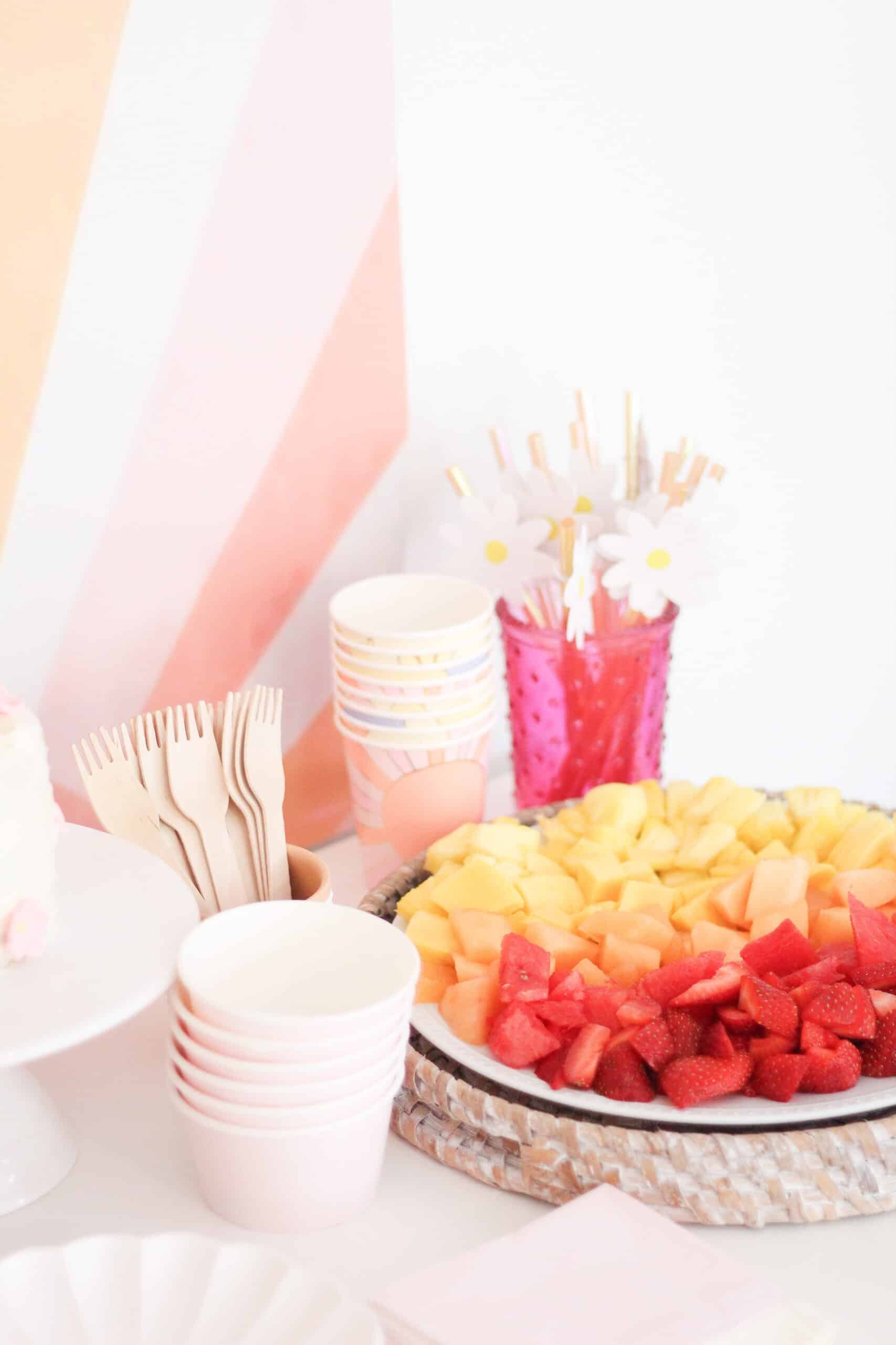 pink and yellow party table