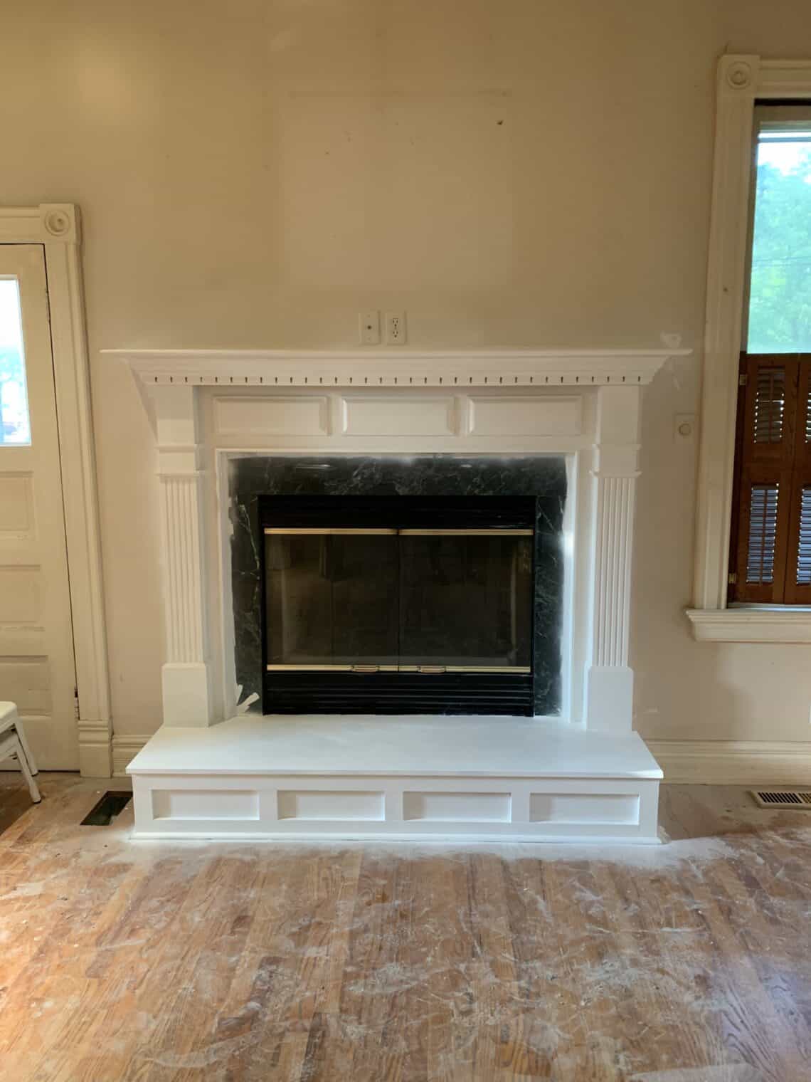 peel and stick backsplash on fireplace
