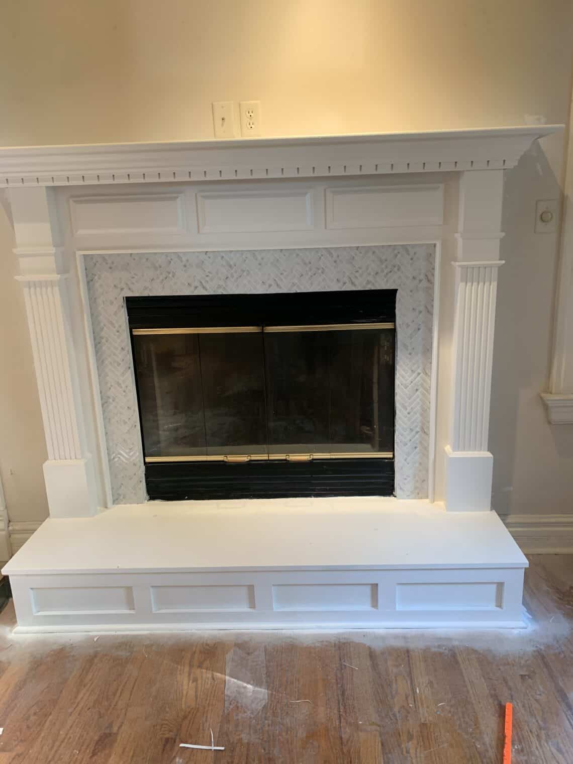 Peel and Stick Backsplash Fireplace Update arinsolangeathome