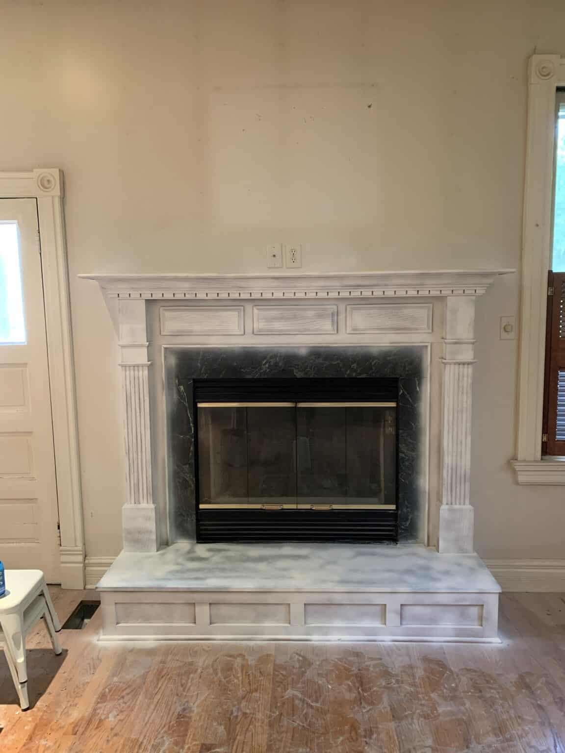 peel and stick backsplash on fireplace