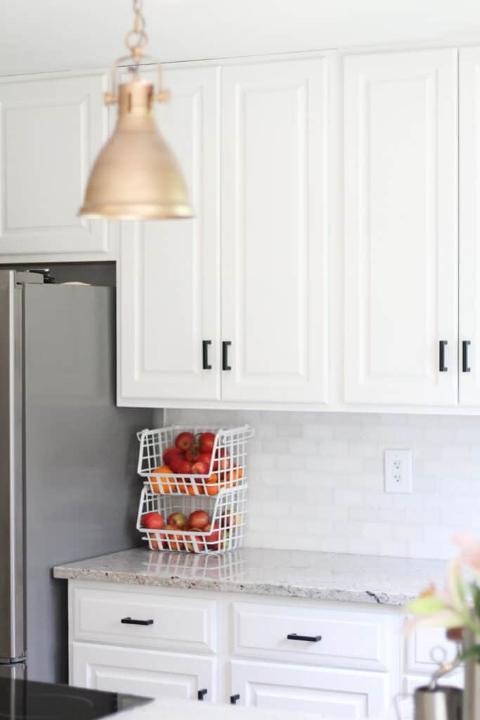 white stacking fruit baskets