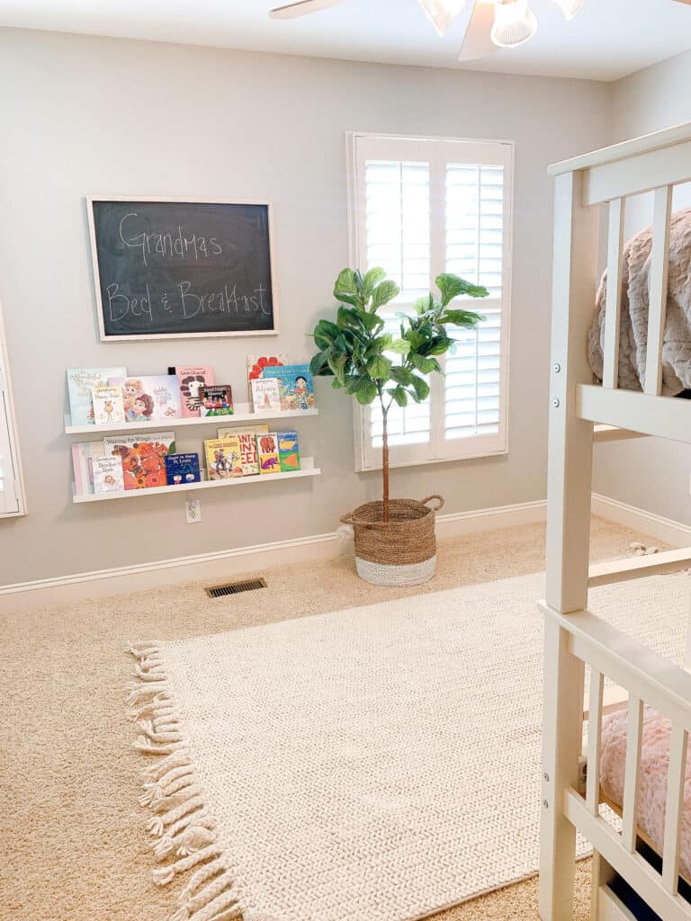 chalkboard and book ledges at grandmas house