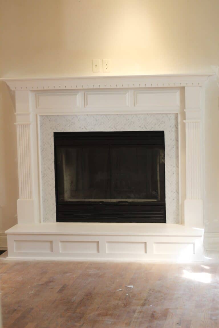 peel and stick backsplash on fireplace