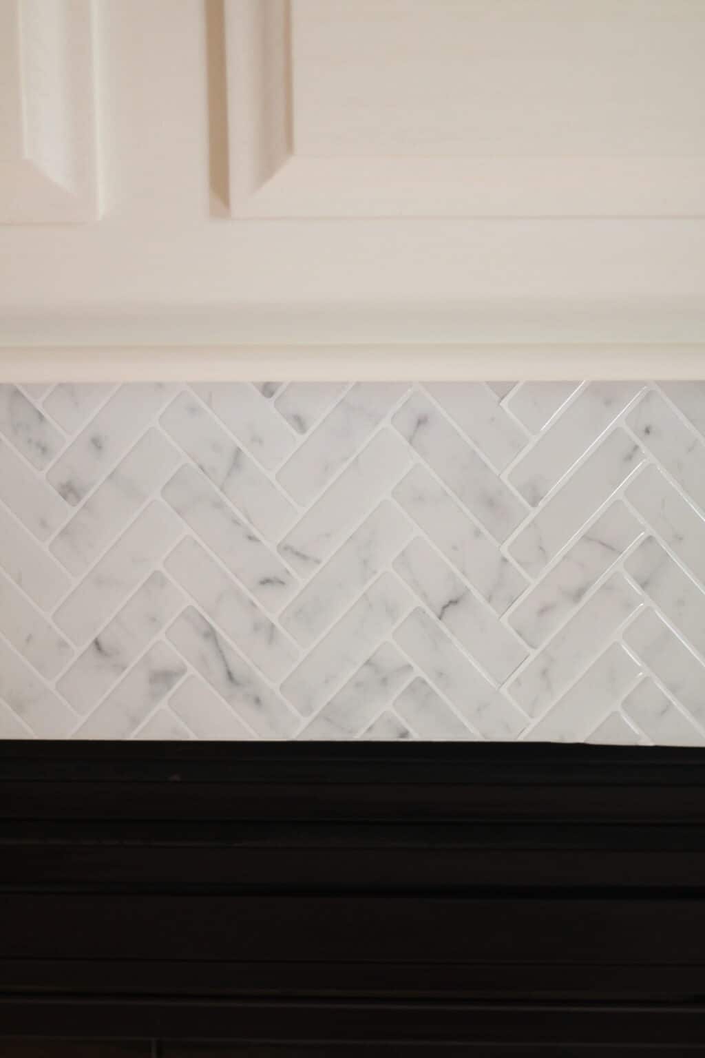 peel and stick backsplash on fireplace