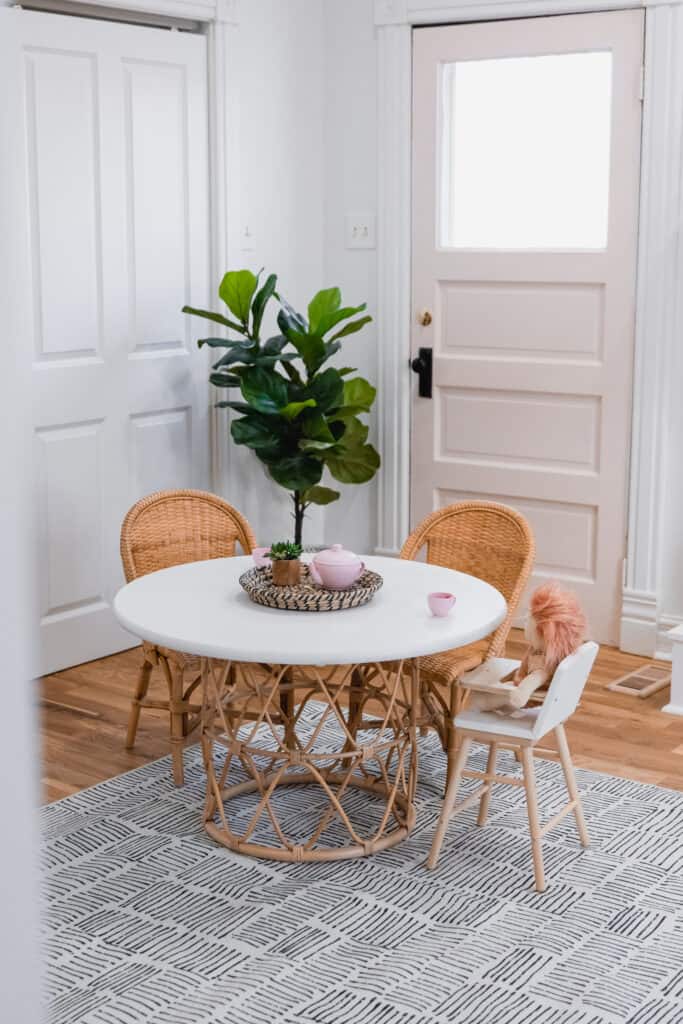 diy rattan kids table by pink door 