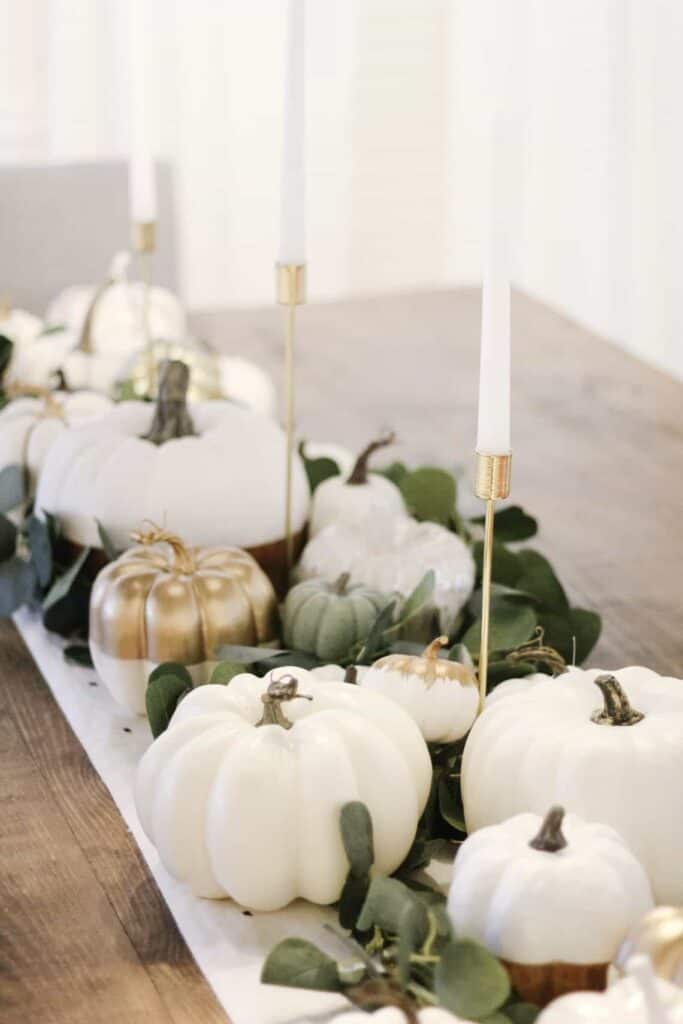 white pumpkin tablescape