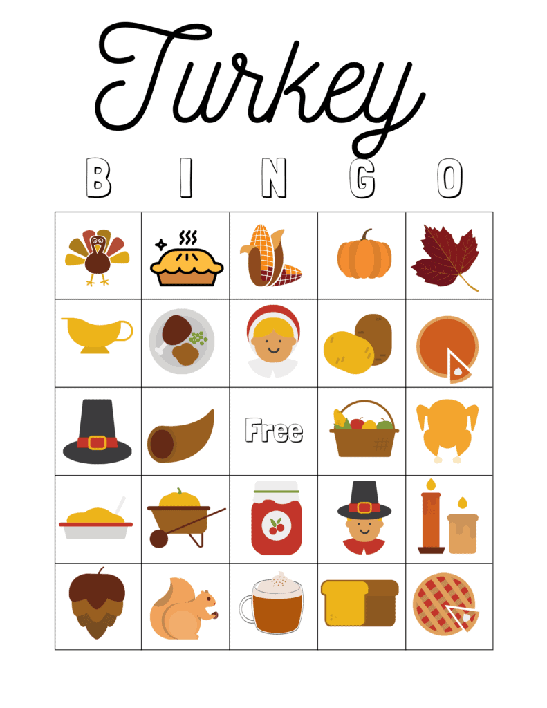 Free Printable Thanksgiving bingo 