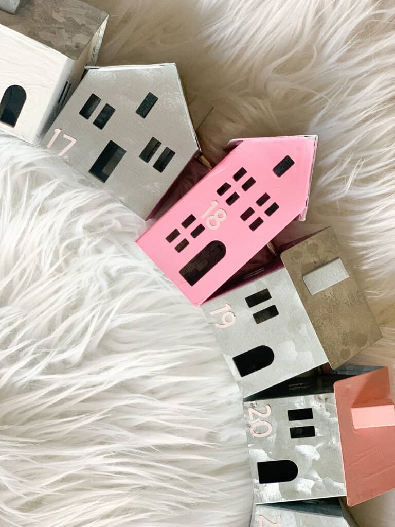 tiny pink galvanized houses