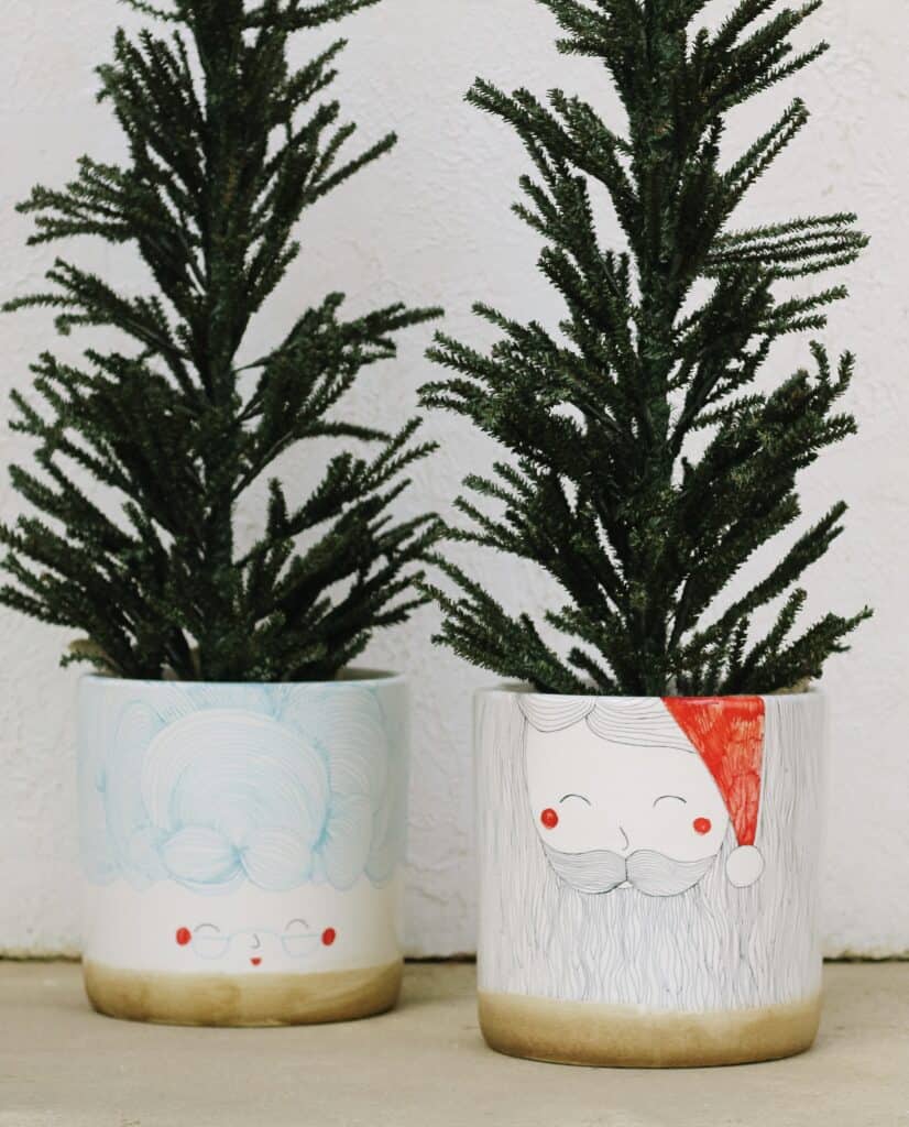 DIY Santa and Mrs. Claus planters