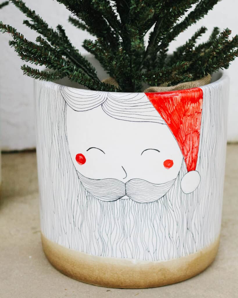 santa planter with sharpie 