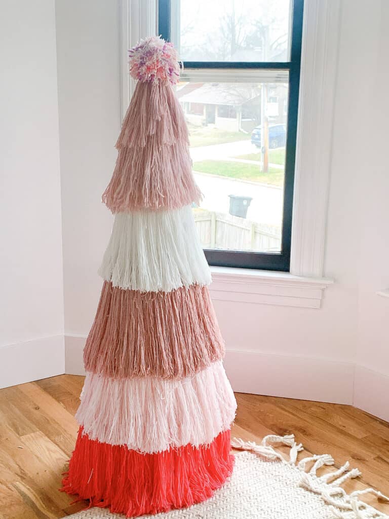 DIY Pink Yarn Christmas Tree - arinsolangeathome