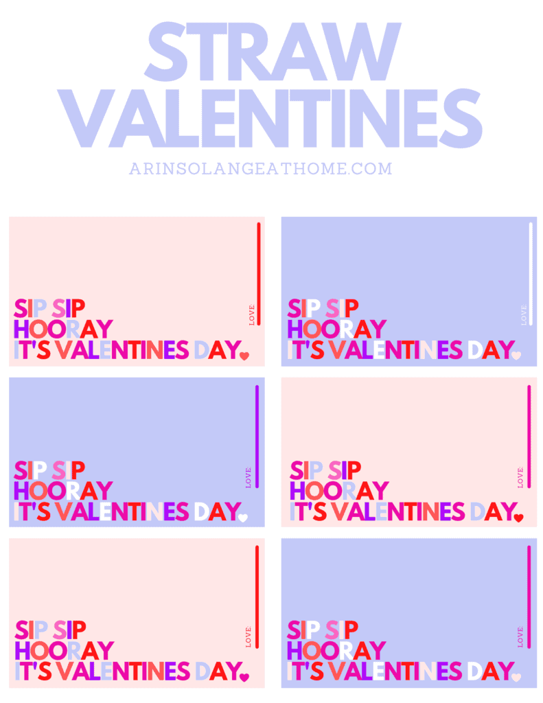 free printable straw Valentines 