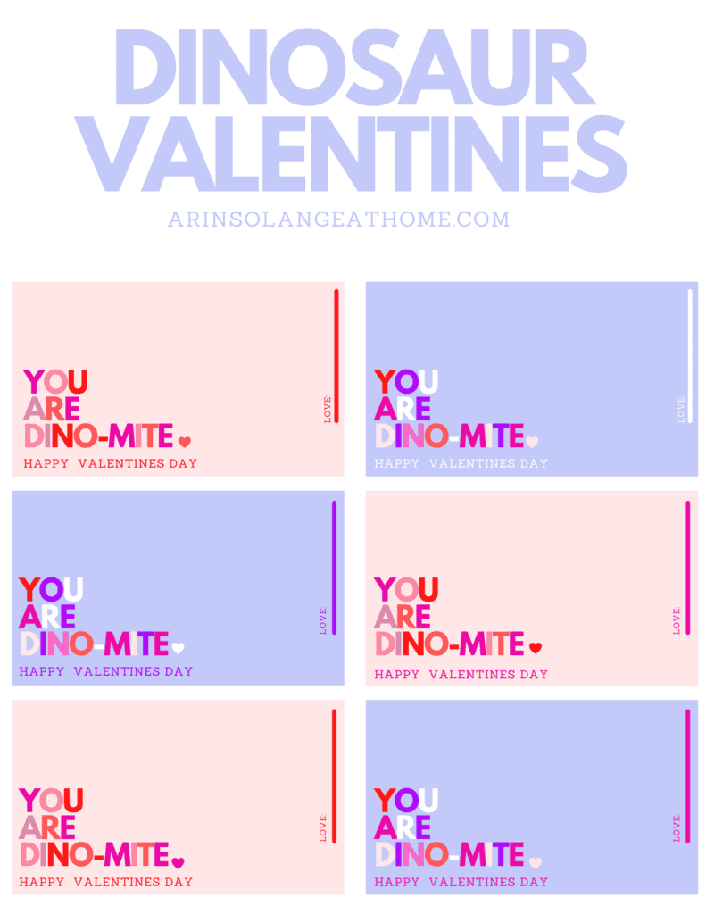 Free printable Dinosaur Valentines 
