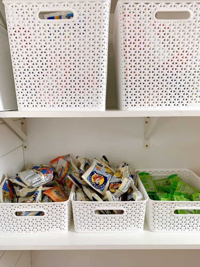 kids snacks in pantry