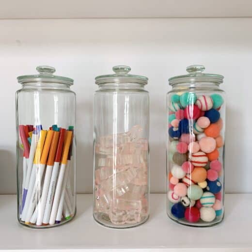 glass jars organized