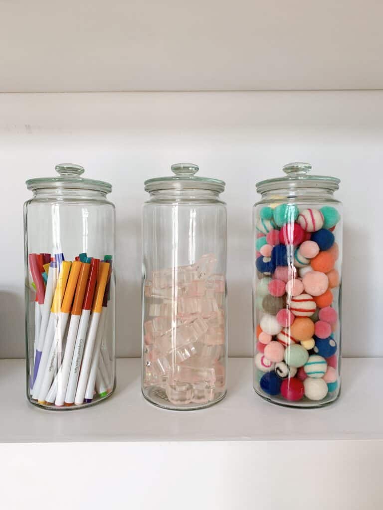 glass jars organized