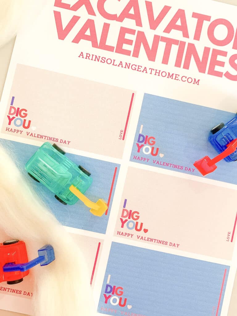 printable excavator Valentines 
