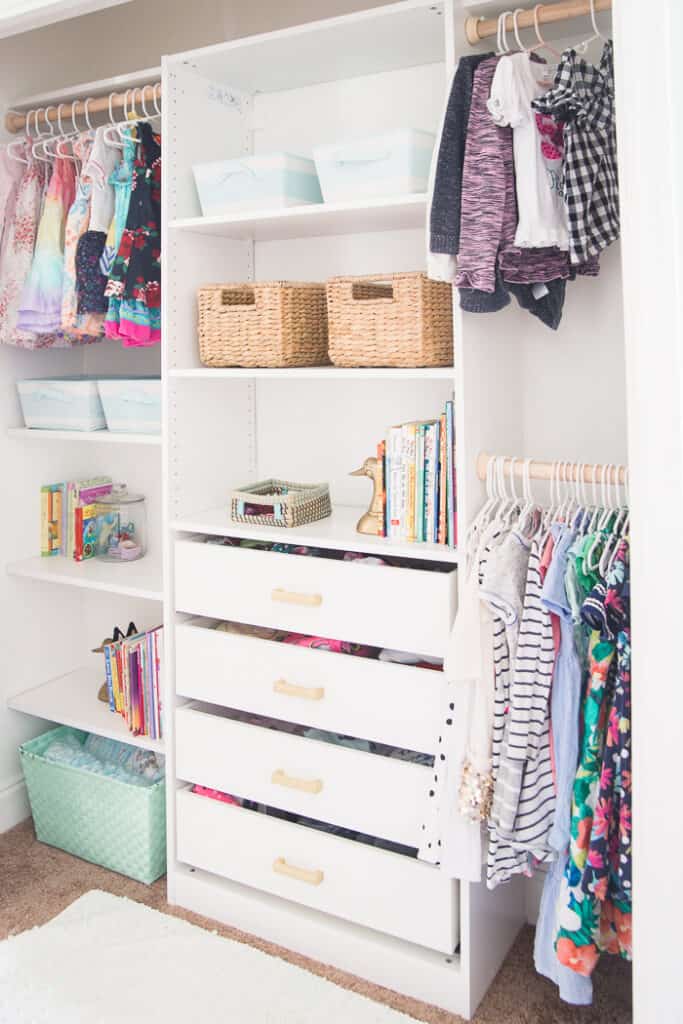 Organized gorgeous kids closet space