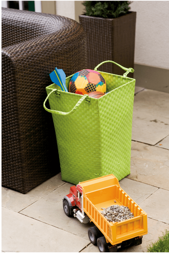 green outdoor toy basket