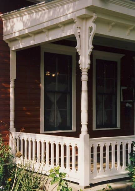 Ornate front porch railing