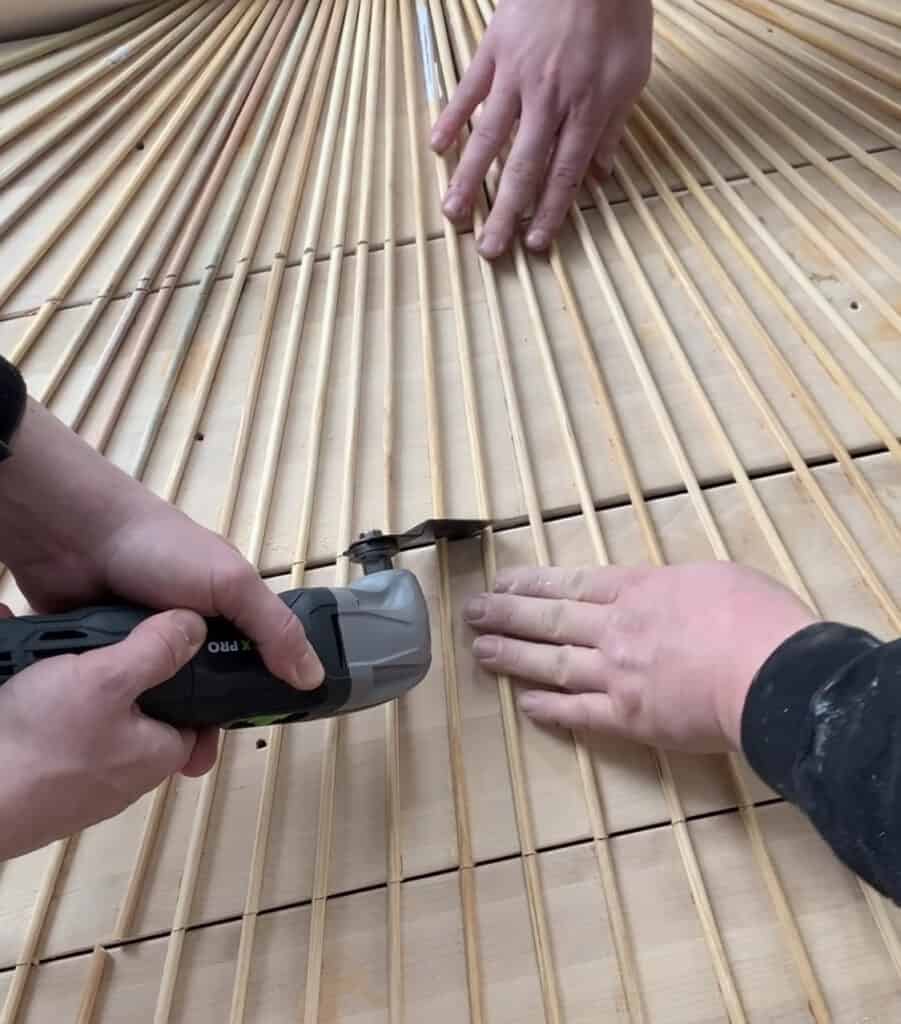 cutting dowels with a multi tool 