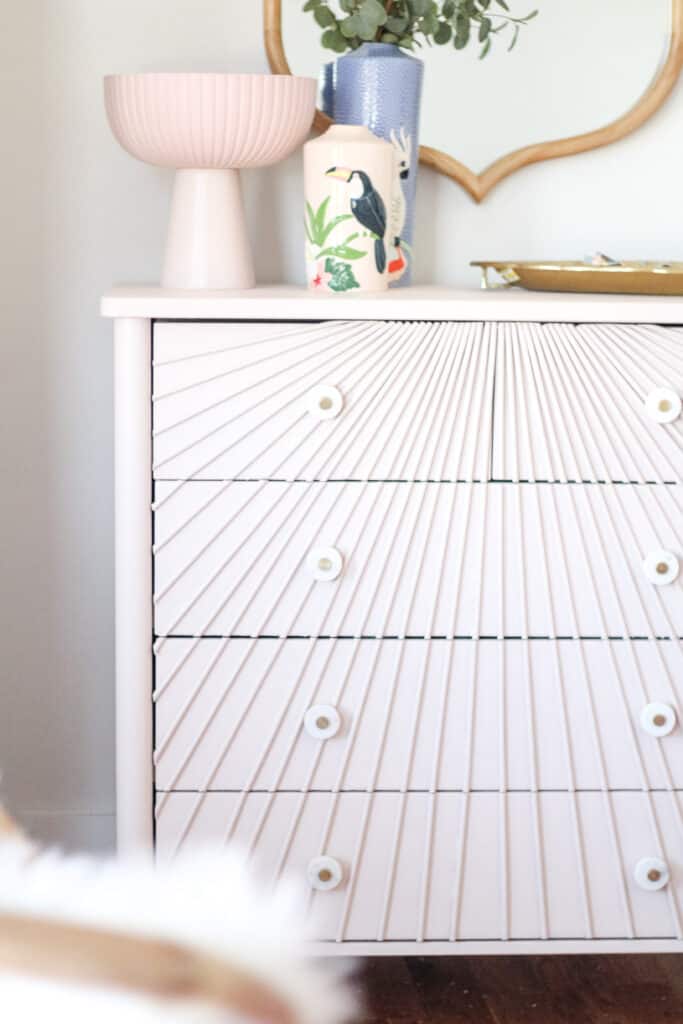 Pink sunburst dresser DIY