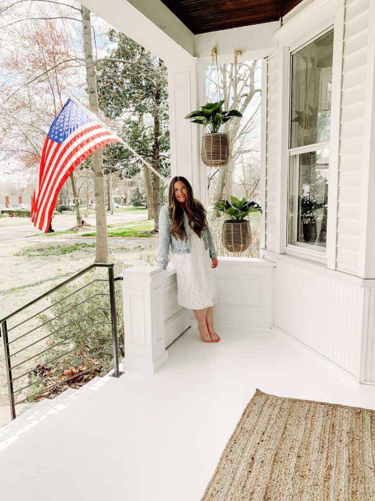 woman on her front porch 