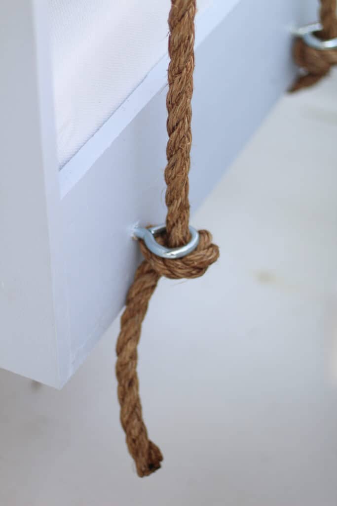 eye bolts in the side of porch swing 