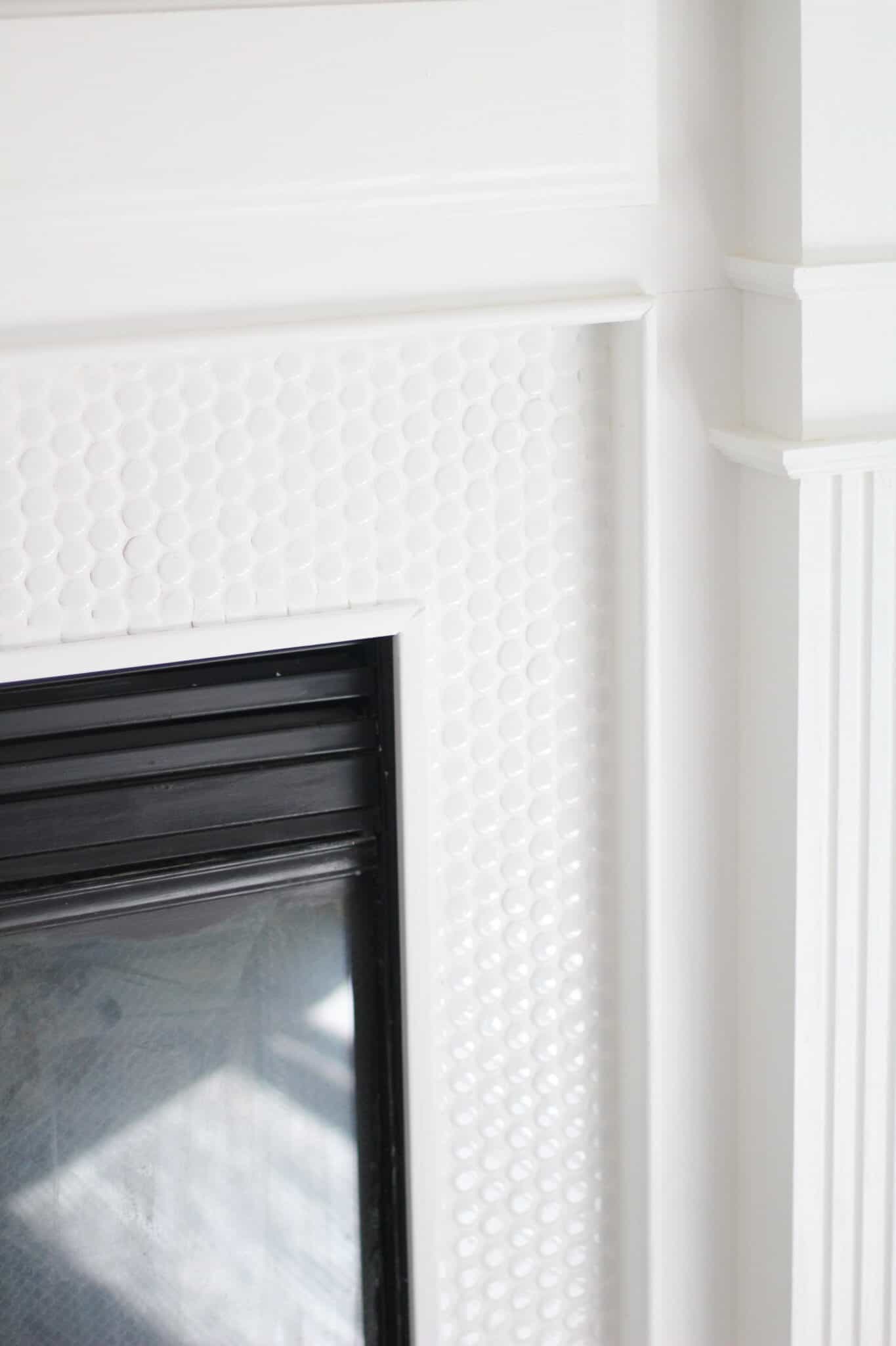 DIY Penny Tile Fireplace arinsolangeathome