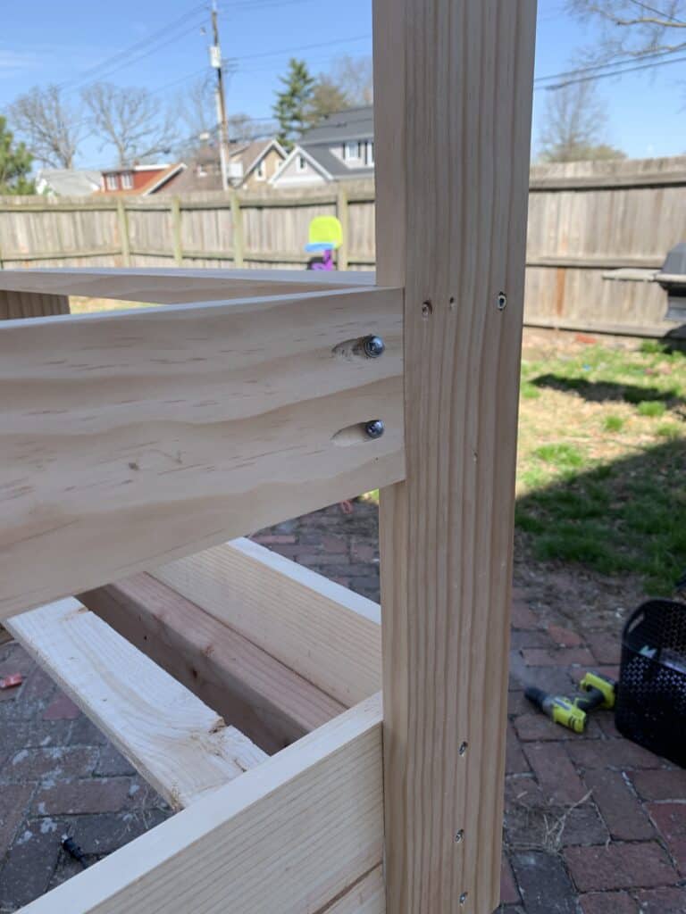 attaching the back boards with pocket holes