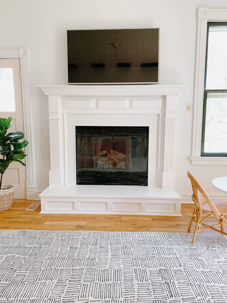 diy penny tile fireplace 