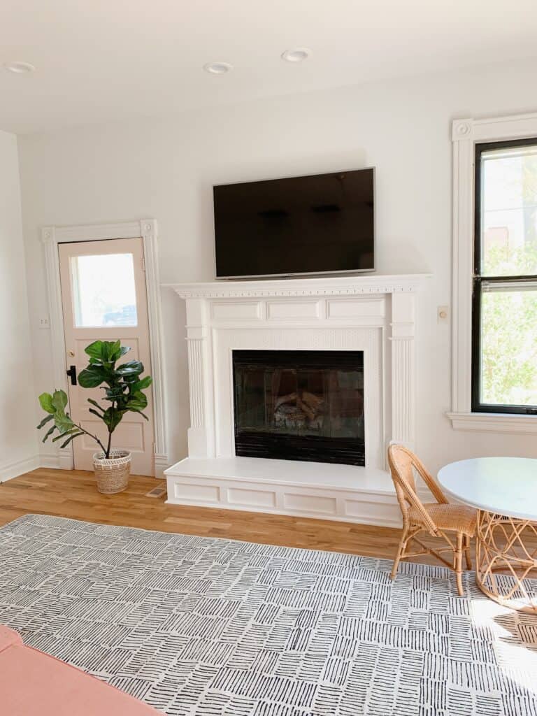 fireplace with penny tile 