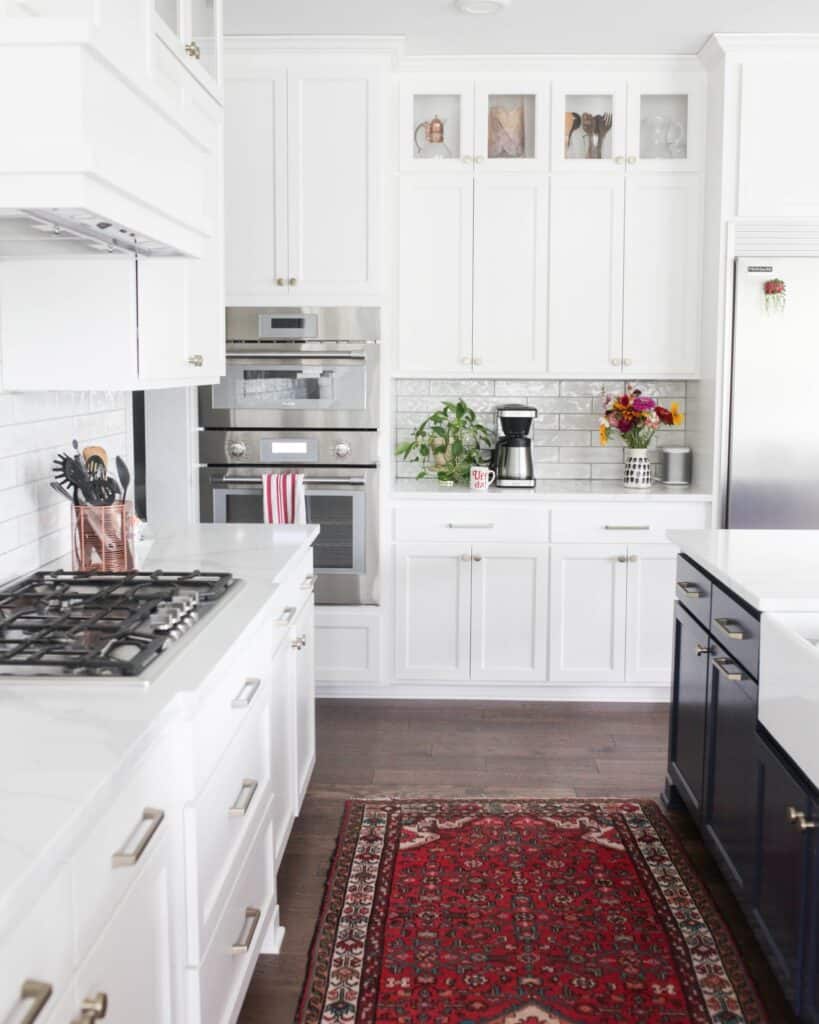 bold kitchen runner in kitchen 