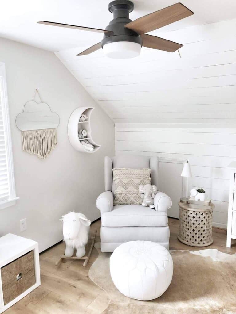 ceiling fan in modern neutral nursery